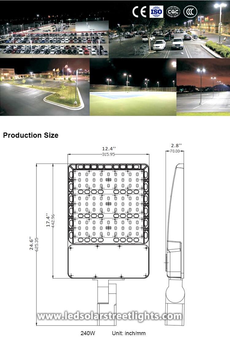 Detail of led parking lot lights and poles